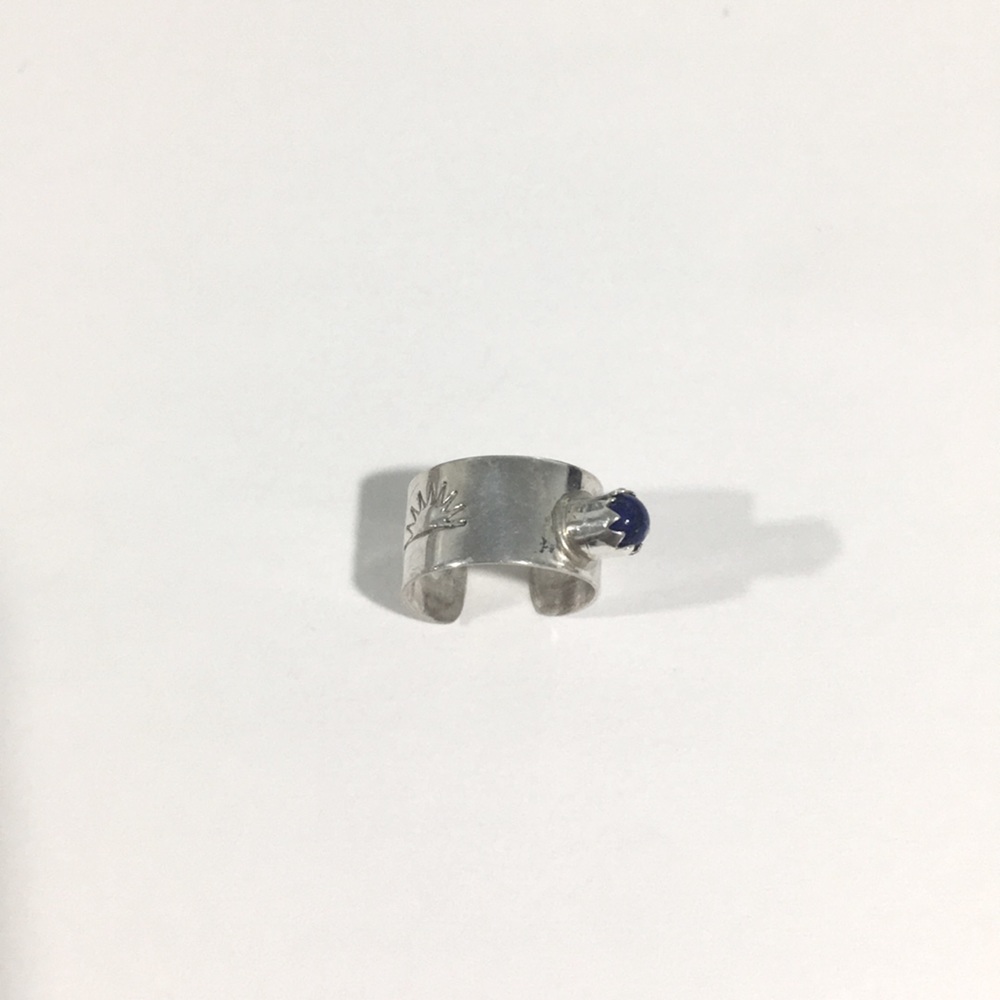 Vintage Sterling  Toe Ring W/ Blue Stone